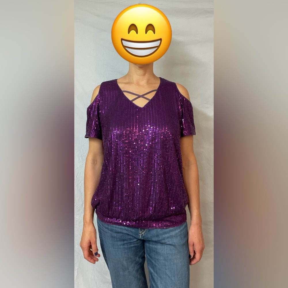 Jasambac XL Purple sequin peek a boo shoulder